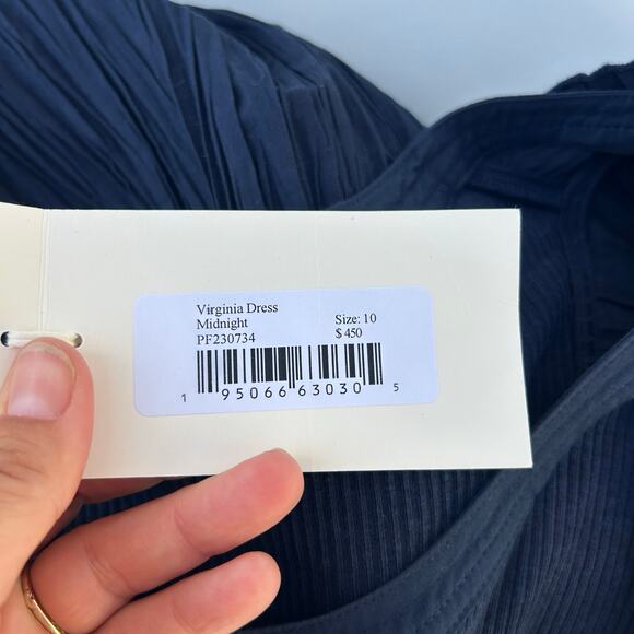 New Ulla Johnson Virginia Midi Dress Ruffle Shoulders Midnight Navy Blue 10 - Picture 13 of 14